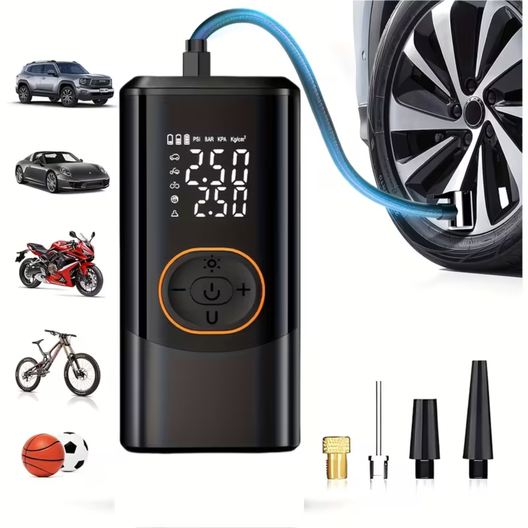 Tire Inflator Portable Air Compressor – 150PSI Cordless Car Pump Dual Power