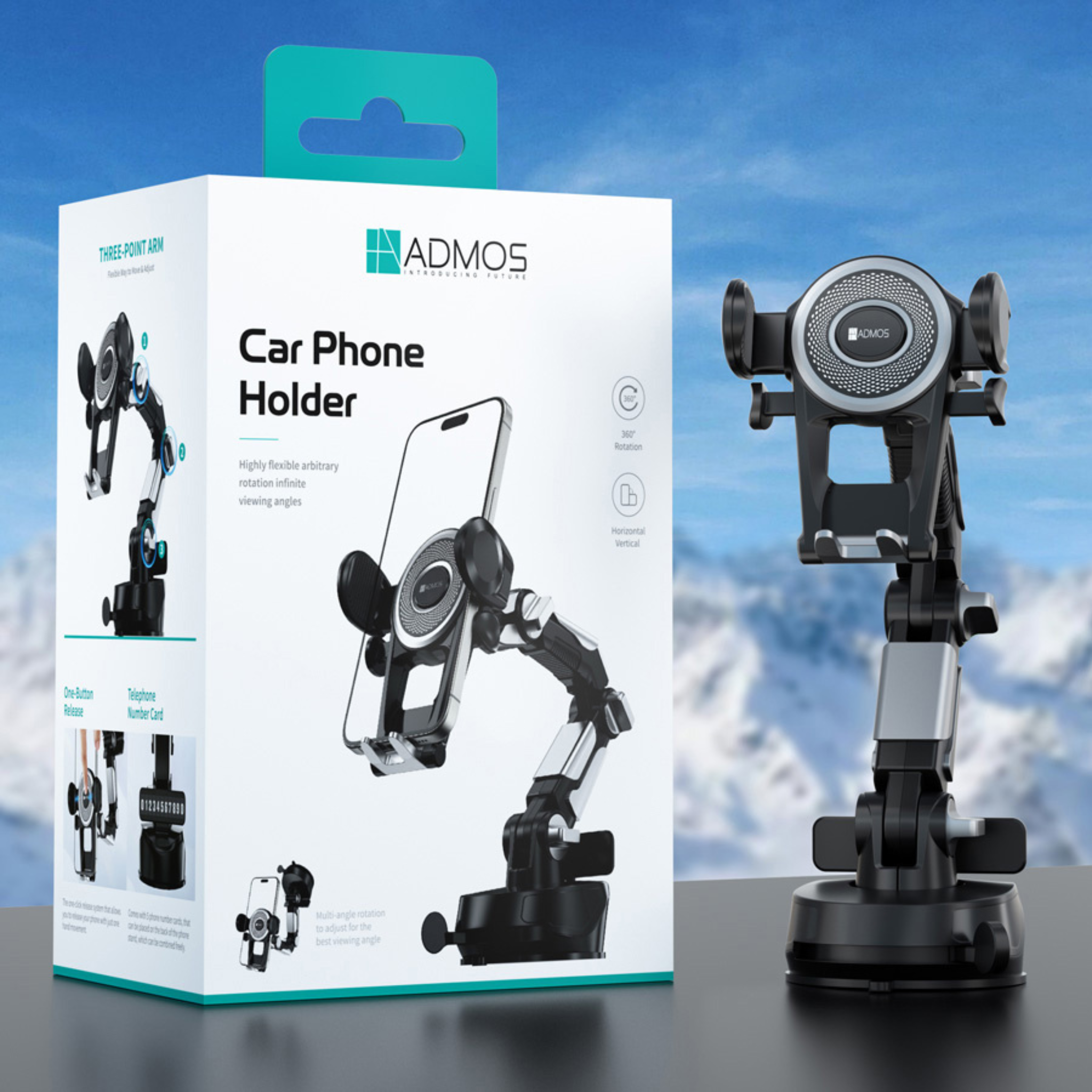 Magnetic Car Phone Holder with Suction Cup – Adjustable Gravity Mount for 4-7 Inches Phones