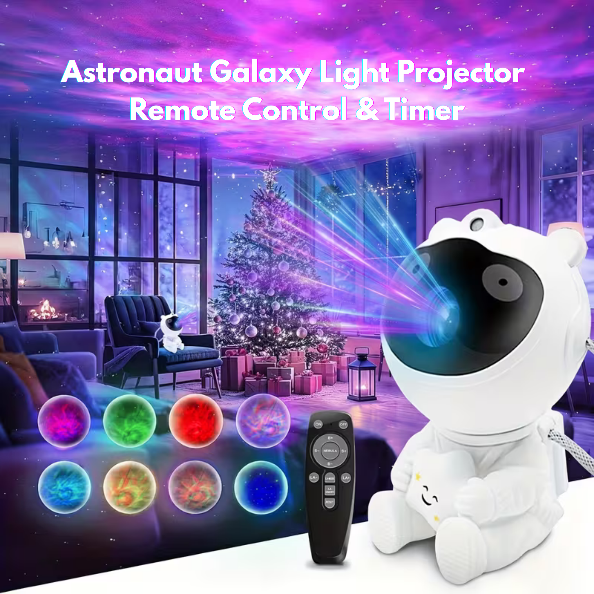 Galaxy Astronaut Projector – Bluetooth Night Light for Kids & Adults, Remote
