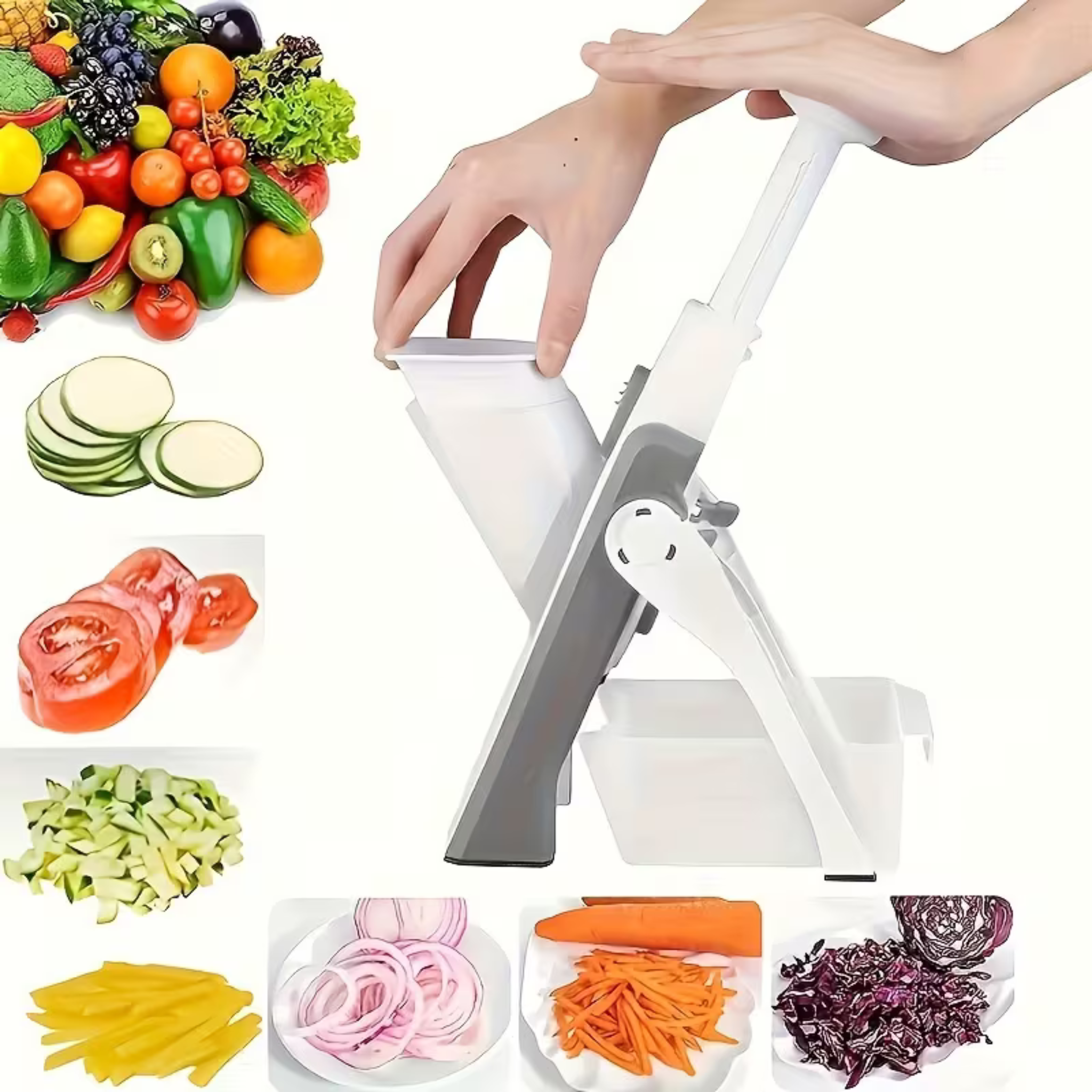 Multi-Purpose Vegetable Slicer – 4-in-1 Manual Cutter for Home Kitchen