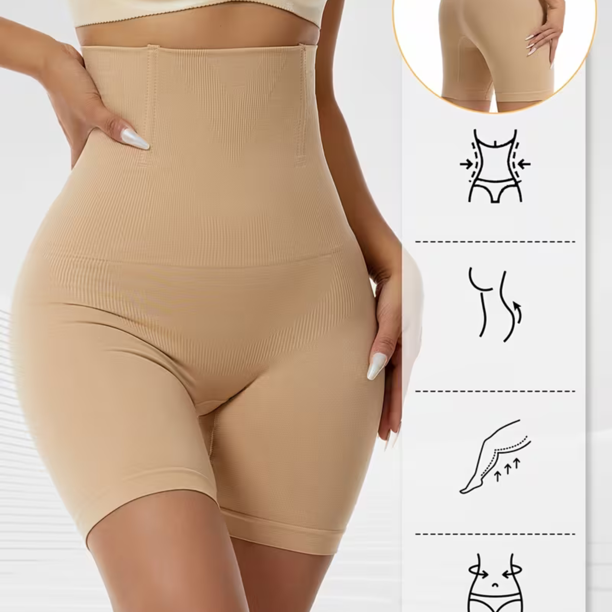 Women's High Waist Body Shaper – Invisible Lining, Firm Control