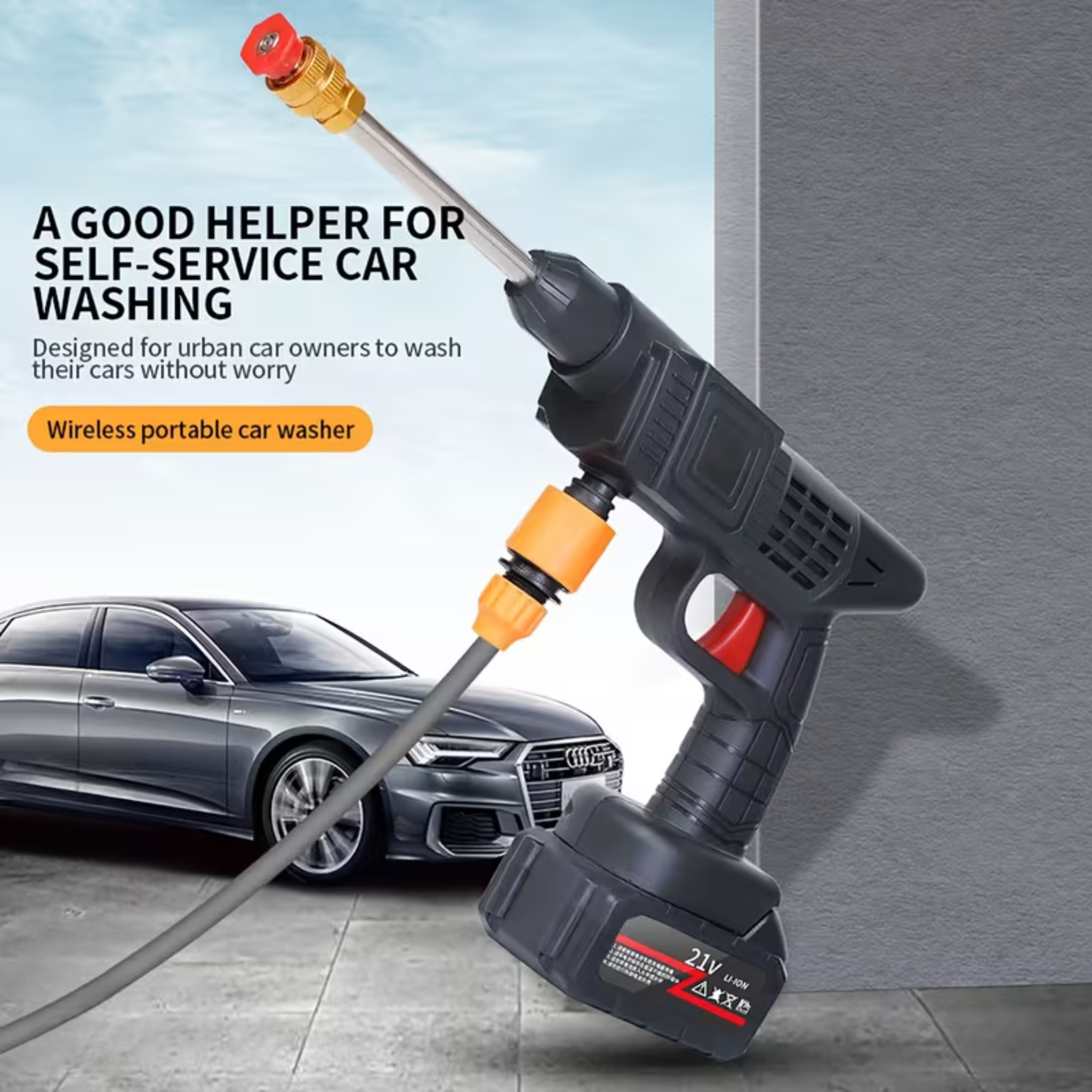High-Pressure Car Washer Portable – 24V Cordless Cleaner for Vehicles & Windows