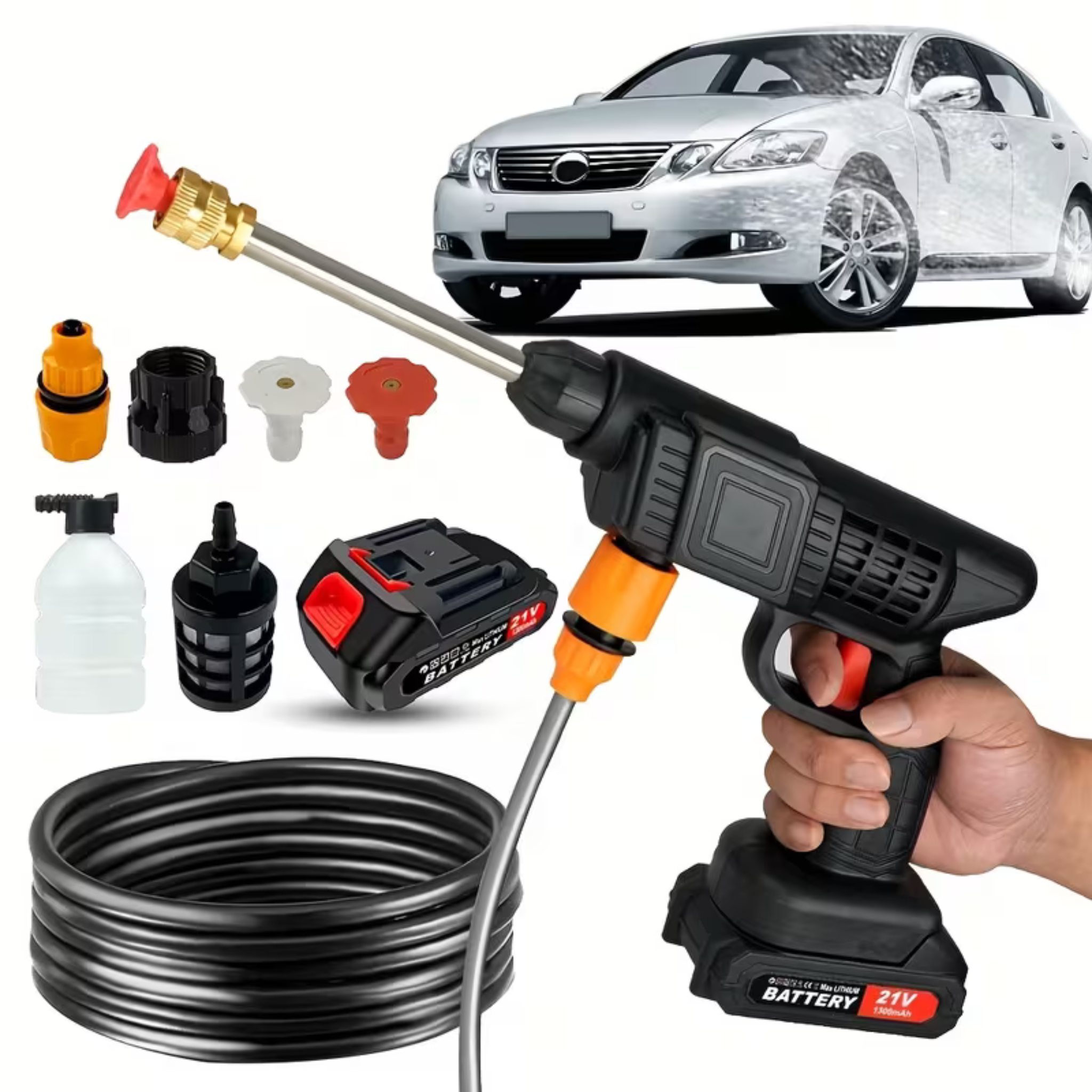 High-Pressure Car Washer Portable – 24V Cordless Cleaner for Vehicles & Windows