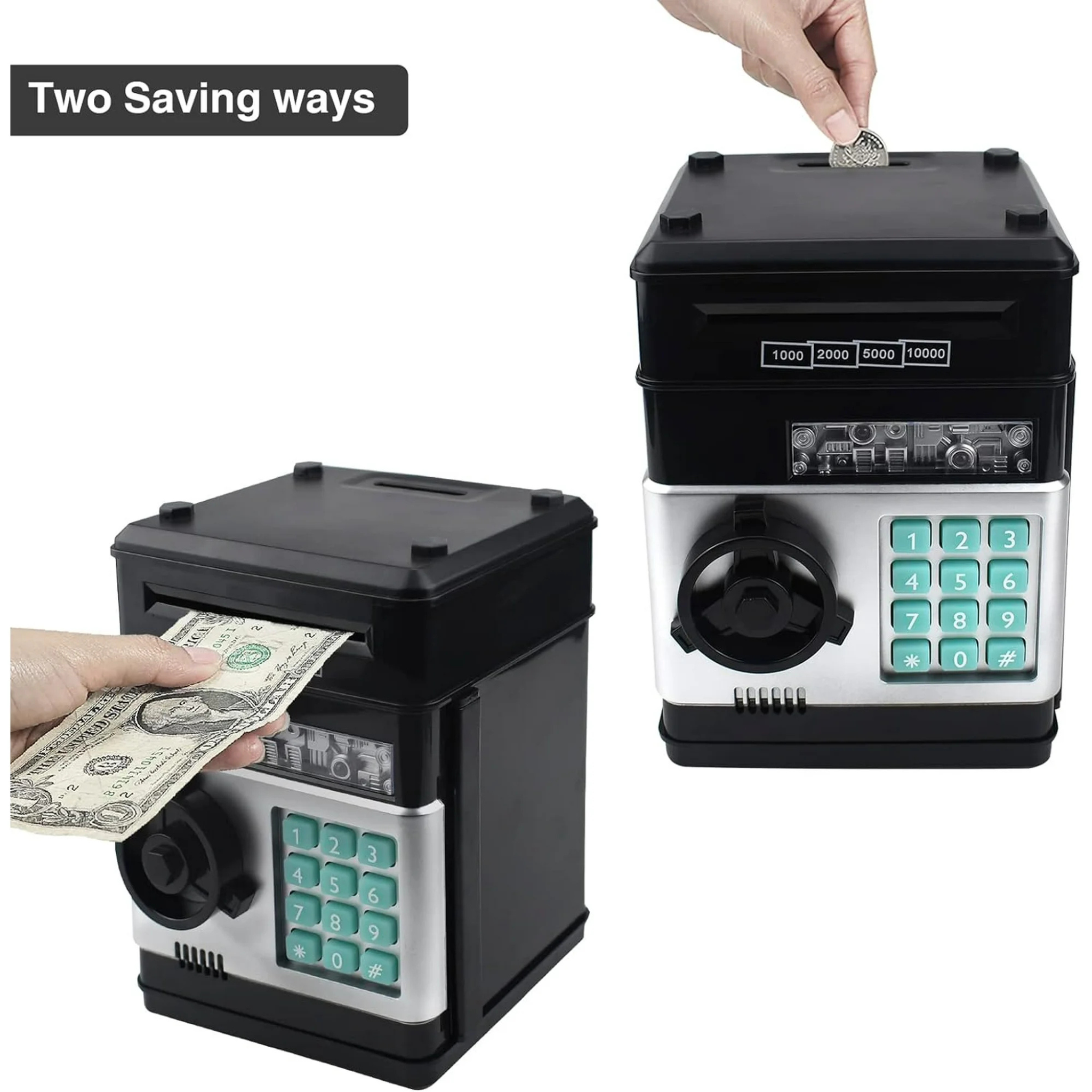 Kids Electronic Money Safe – 4-Digit Password Coin & Bill Bank with Auto Scan