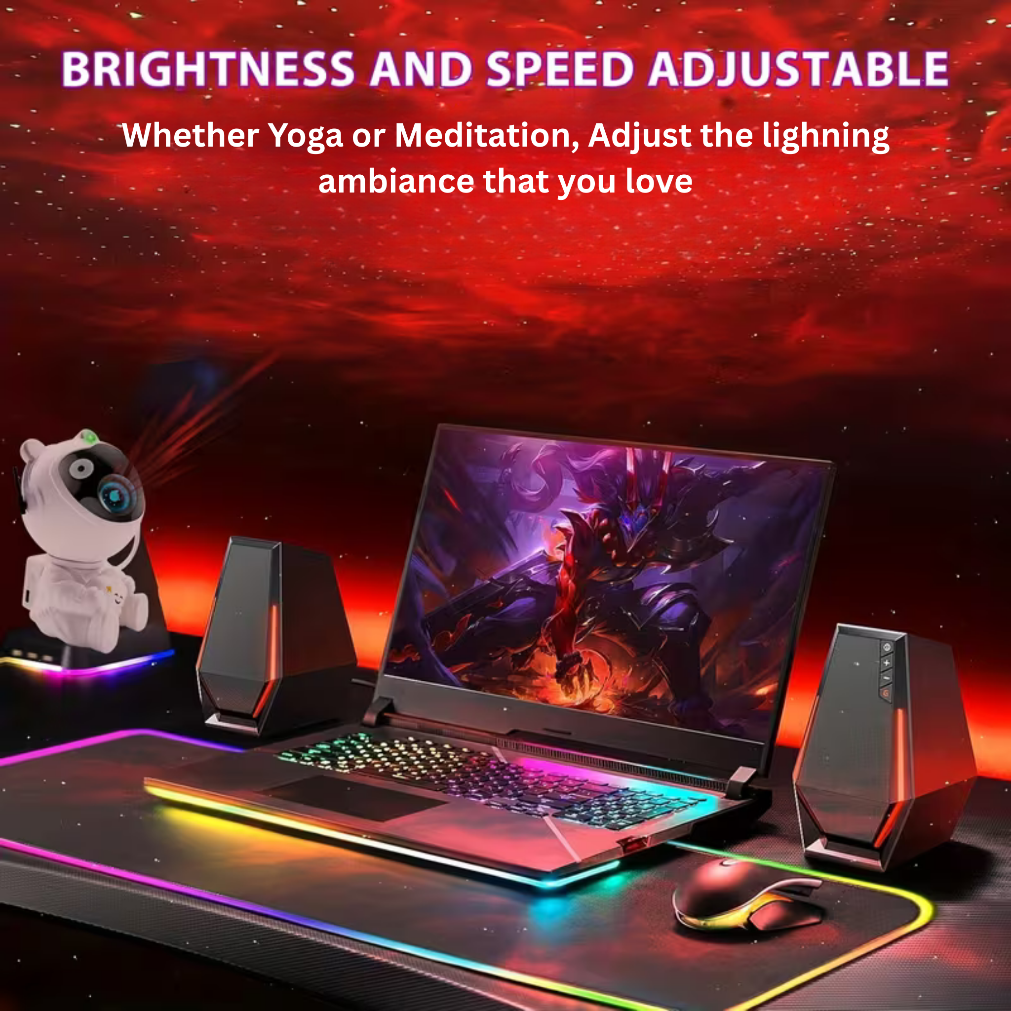 Galaxy Astronaut Projector – Bluetooth Night Light for Kids & Adults, Remote