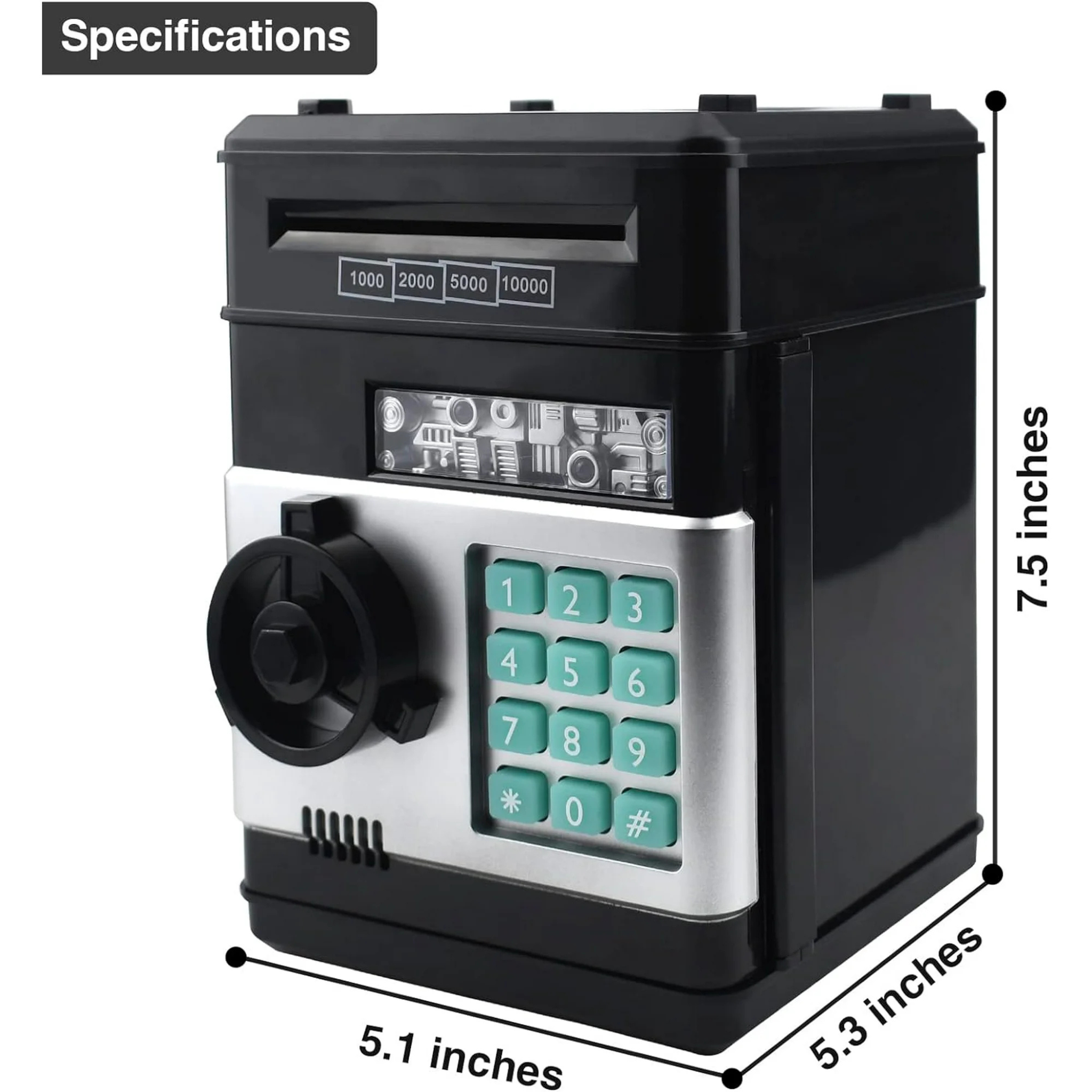 Kids Electronic Money Safe – 4-Digit Password Coin & Bill Bank with Auto Scan