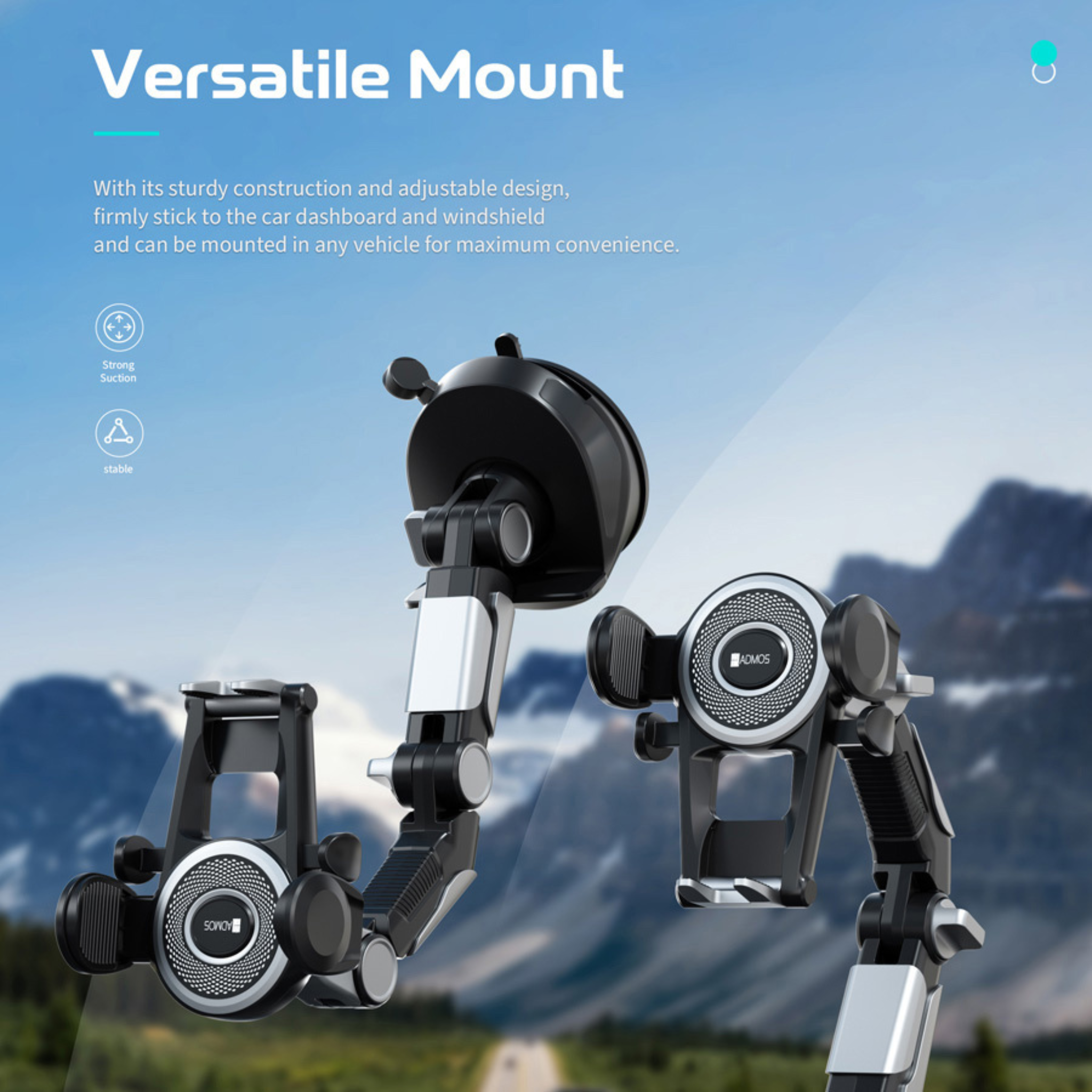 Magnetic Car Phone Holder with Suction Cup – Adjustable Gravity Mount for 4-7 Inches Phones