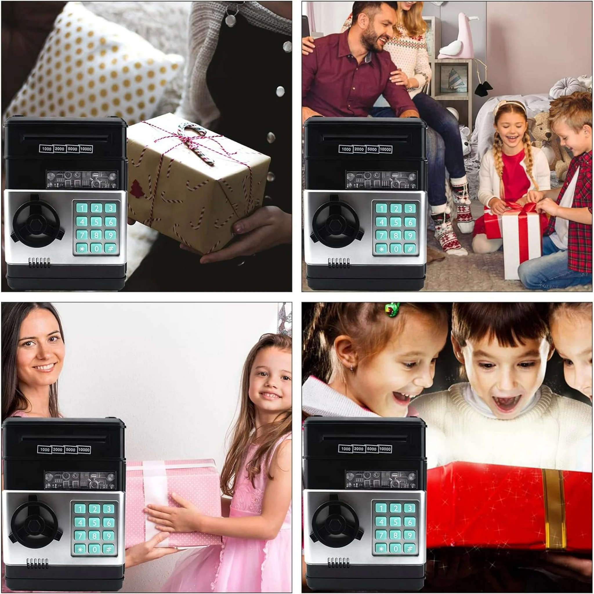 Kids Electronic Money Safe – 4-Digit Password Coin & Bill Bank with Auto Scan